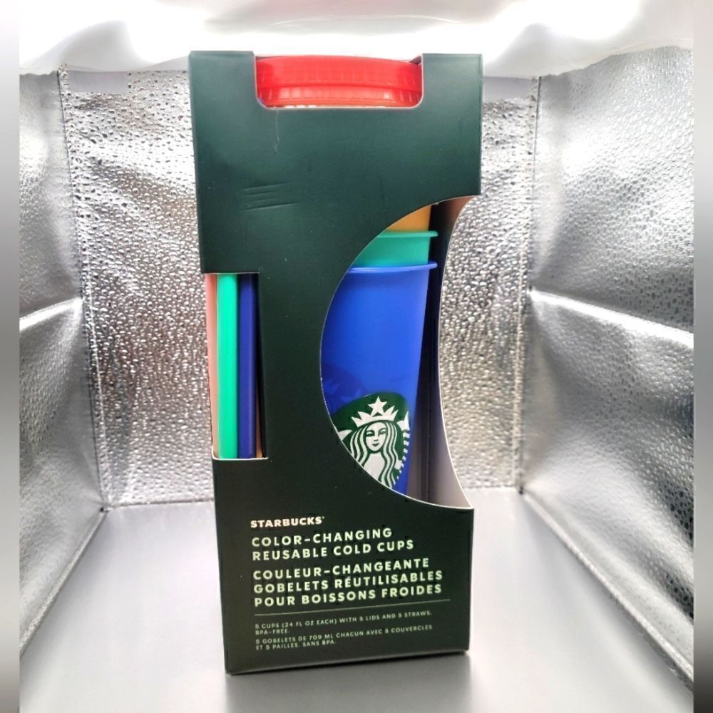 NWT! STARBUCKS COLOR CHANGING SUMMER PRIDE 2020 COLD CUPS REUSABLE 5 PACK 🌈